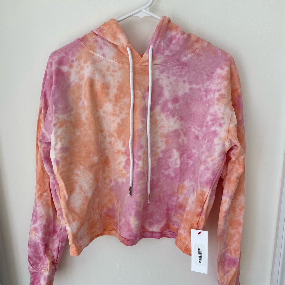 Pink Tie Dye Cropped Hoodie